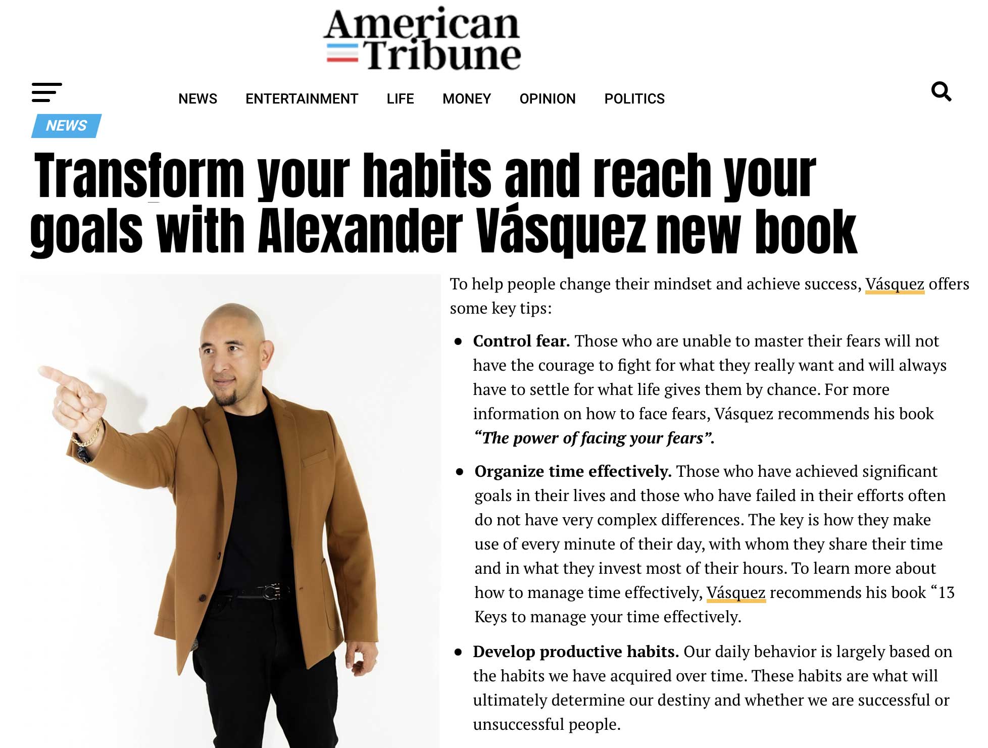 Transform your habits and reach your goals with Alexander Vásquez new book