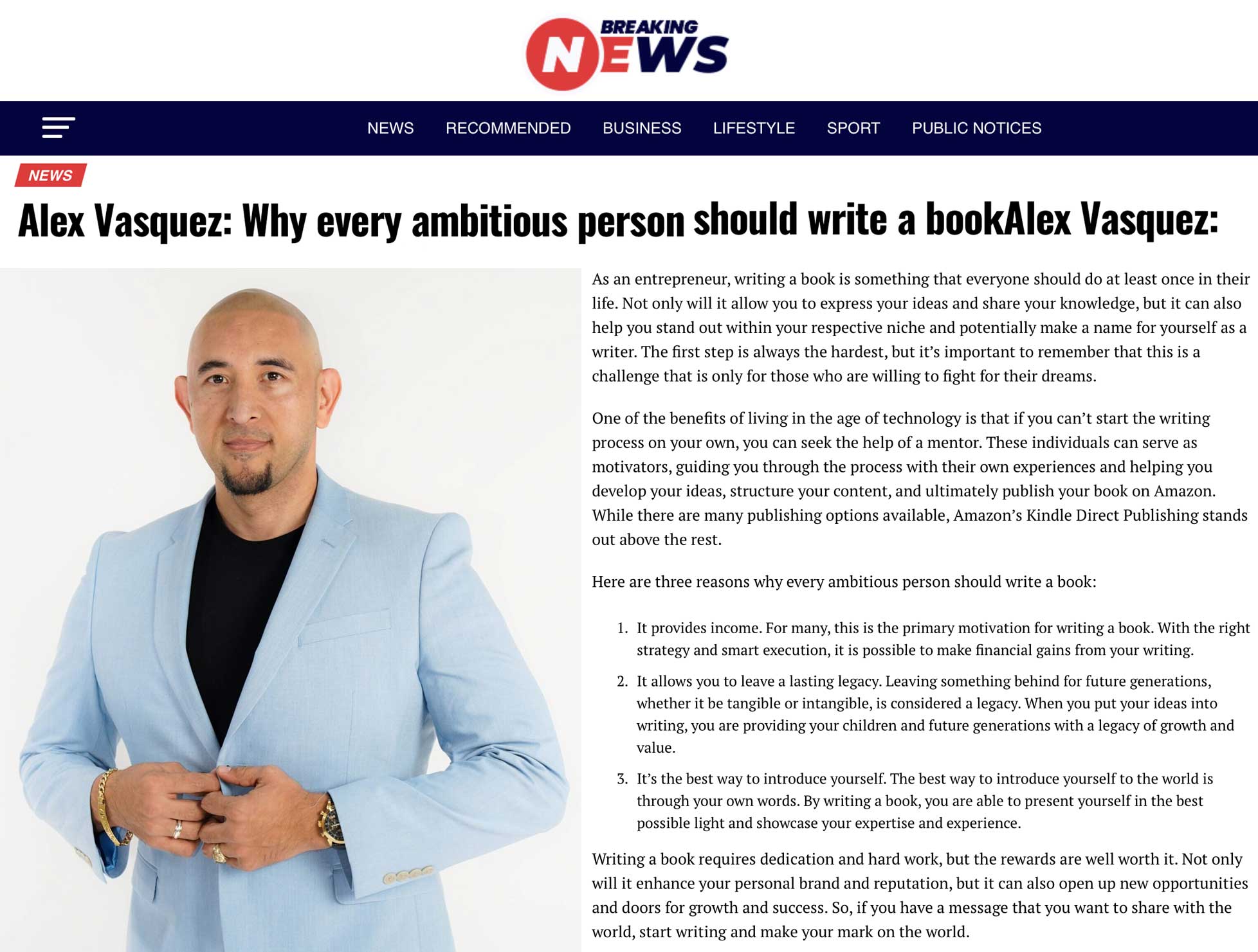 Alex Vasquez: Why every ambitious person should write a book